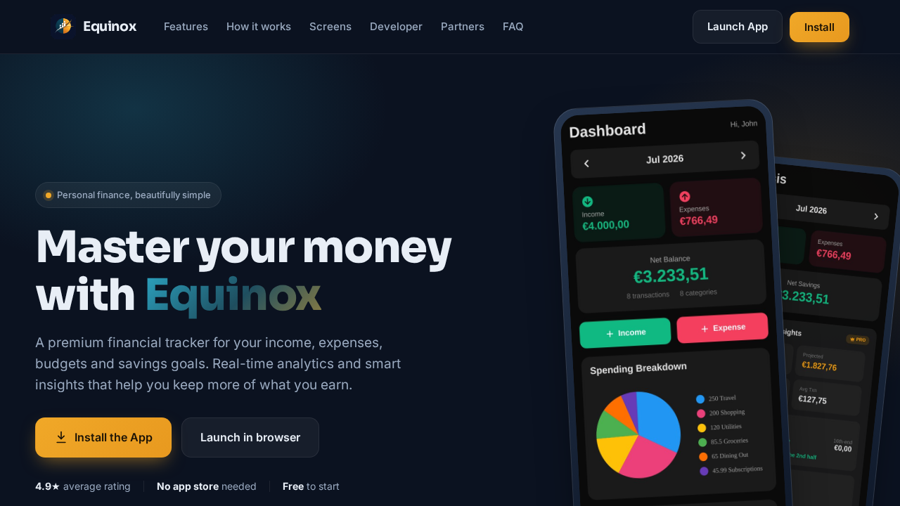 Equinox Tracker website screenshot